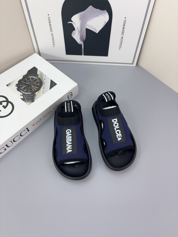 2025 Kids Dolce & Gabbana Pink Black White Knit Sandals