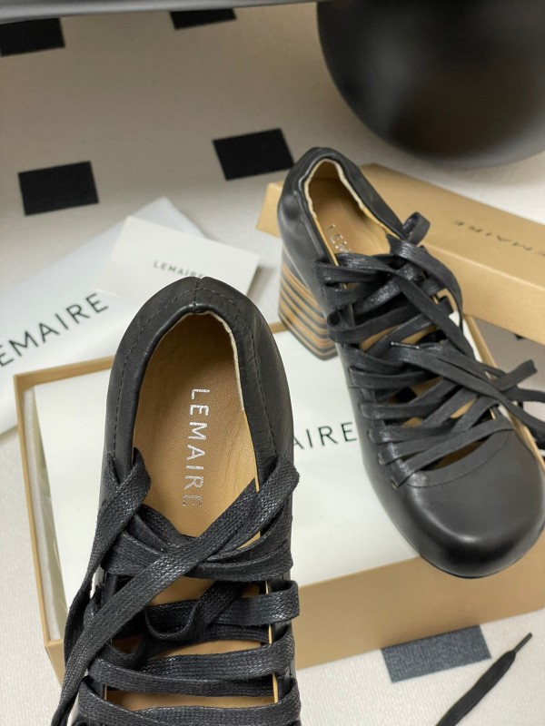 Lemaire 2025 SS Spring Collection Ballet Flats Derby Shoes with Laces Flat Heel and High Heel - KFY00310