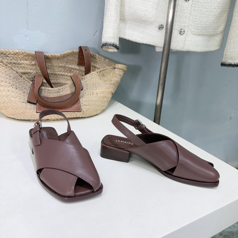 2025 Women Lemaire Brown Leather Sandals KFY00310