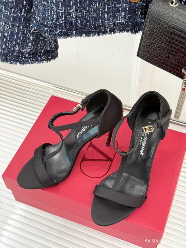2025 Women Dolce & Gabbana Black Satin High Heels