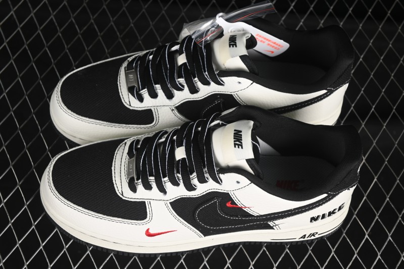 Nike Air Force 1'07 Low Black White Triple Swoosh Casual Sneakers - SC9207-537