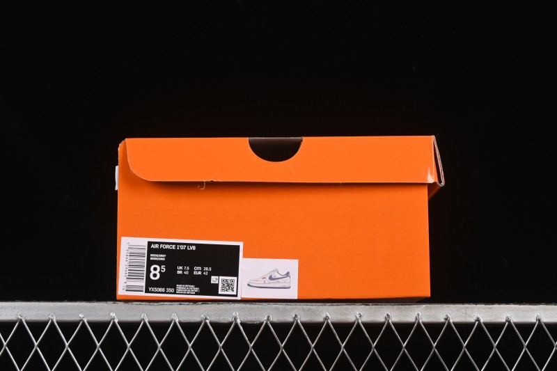 Nike Air Force 1 '07 Low LV Collaboration Light Gray Small Double Hook Casual Sneakers - YX5066-350
