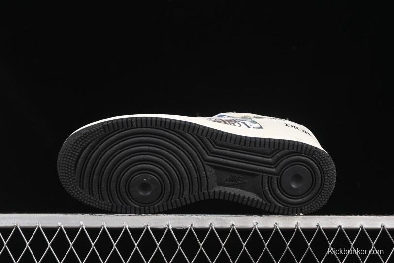 Nike Air Force 1 '07 Low Dior Collaboration Gray Floral Low-Top Casual Sneakers - DF0188-064