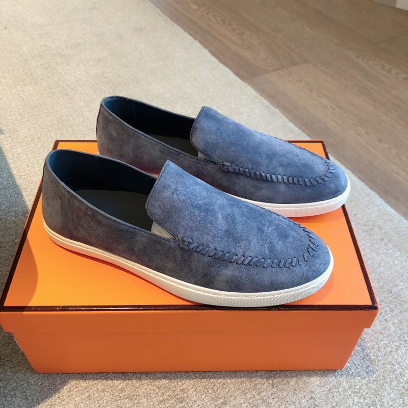 2025 Unisex Hermes Blue Suede Plimsolls AS00380