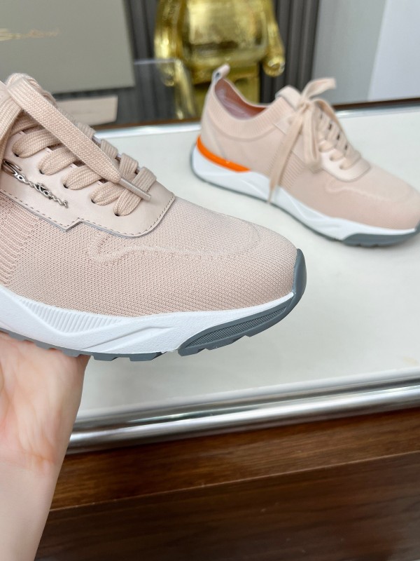 2025 Unisex Santoni Beige Wool Blend Knit Sneakers AS00320