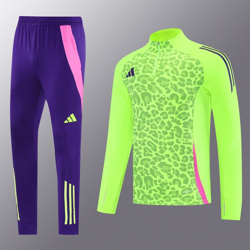 2025 Adidas Purple/Neon Green Half Zipper Jacket +Long Pants