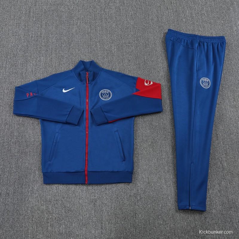 25/26 PSG Blue Full Hoodie Zipper Jacket +Long Pants