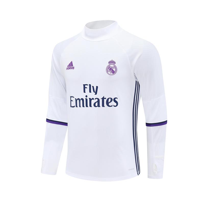 Retro 16/17 Real Madrid White Half Zipper Jacket