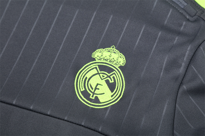 Retro 15/16 Real Madrid Dark Grey Half Zipper Jacket