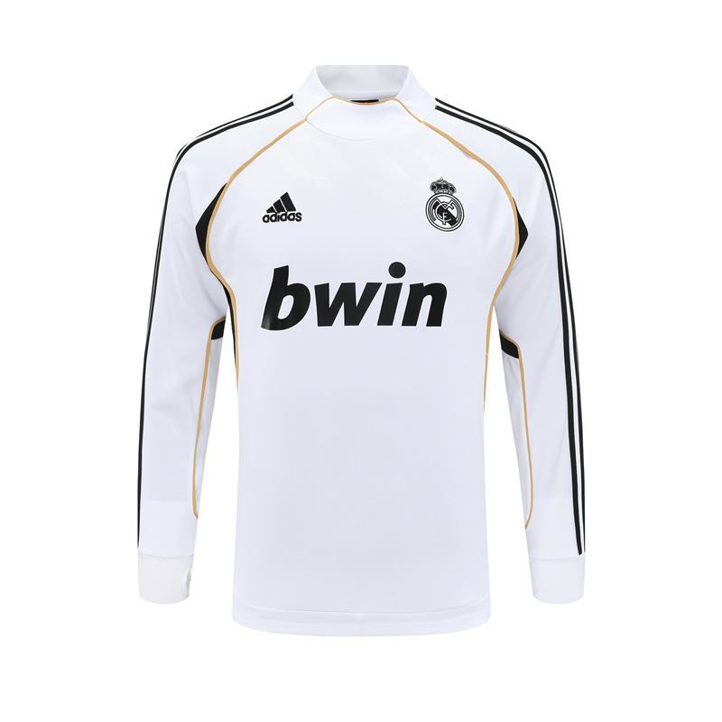 Retro 11/12 Real Madrid White Half Zipper Jacket