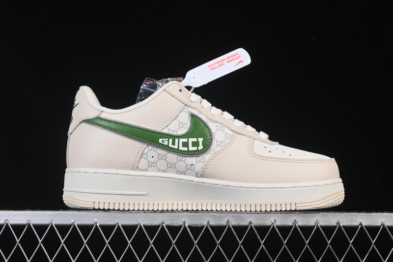 Nike Air Force 1 '07 Low Gucci Collaboration White Brown Green Casual Sneakers - YF9511-804