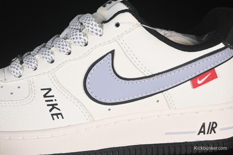 Nike Air Force 1'07 Low Beige Gray Black Letter Casual Sneakers - JS8028-018