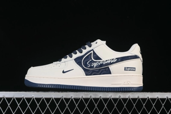 Nike Air Force 1'07 Low Supreme Co-branded Ripple Beige Blue Casual Skate Shoes - XY2025-001