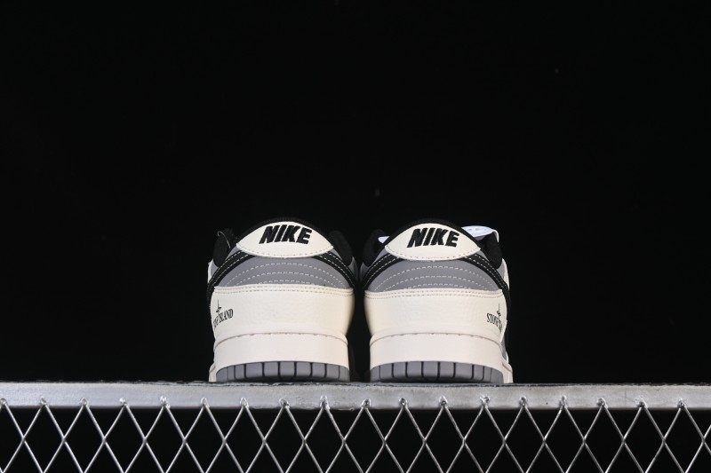 Nike SB Dunk Low Stone Island Collaboration Beige Grey Black Patchwork Anniversary Custom Low-Top Casual Skate Shoes - JP8028-041