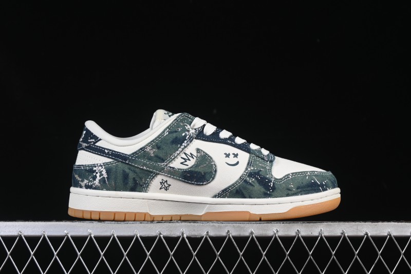 Nike SB Dunk Low Military Green Woven Custom Low-Top Casual Skate Shoes - SC0601-464