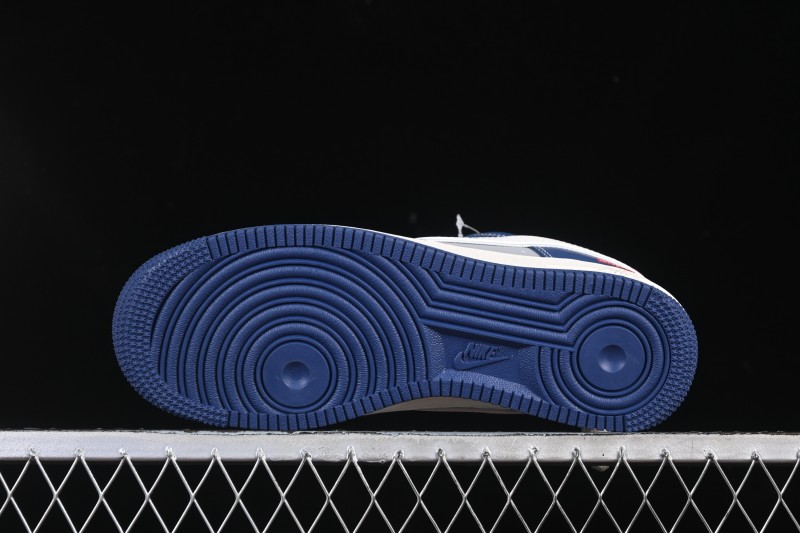 Nike Air Force 1 '07 Low Supreme Collaboration White Blue Gray Red Casual Sneakers - XD2588-602