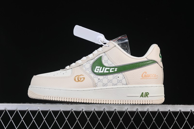 Nike Air Force 1 '07 Low Gucci Collaboration White Brown Green Casual Sneakers - YF9511-804