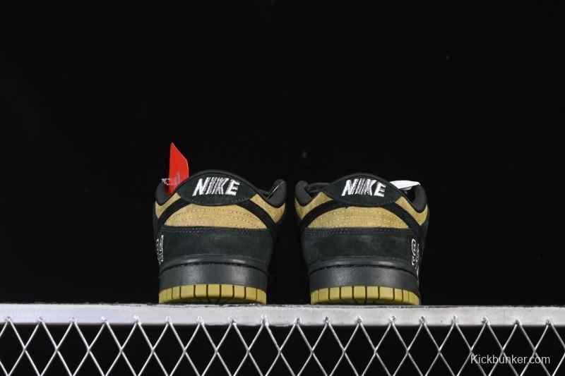 Nike Supreme Dunk SB Dunk Low Brown Yellow Casual Skate Shoes - HQ8487-300
