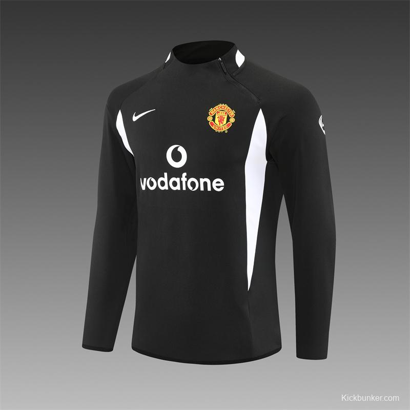 Retro 02/03 Manchester United Black Half Zipper Jacket