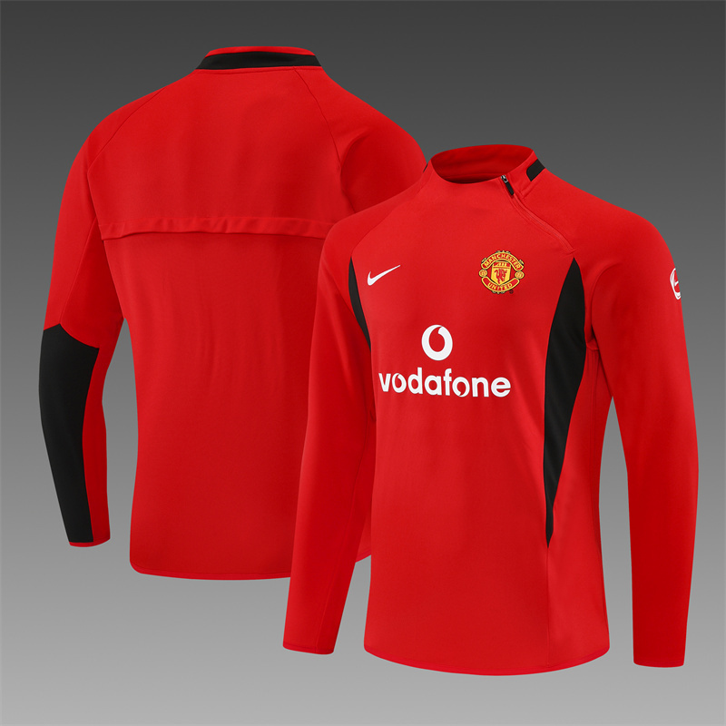 Retro 02/03 Manchester United Red Half Zipper Jacket