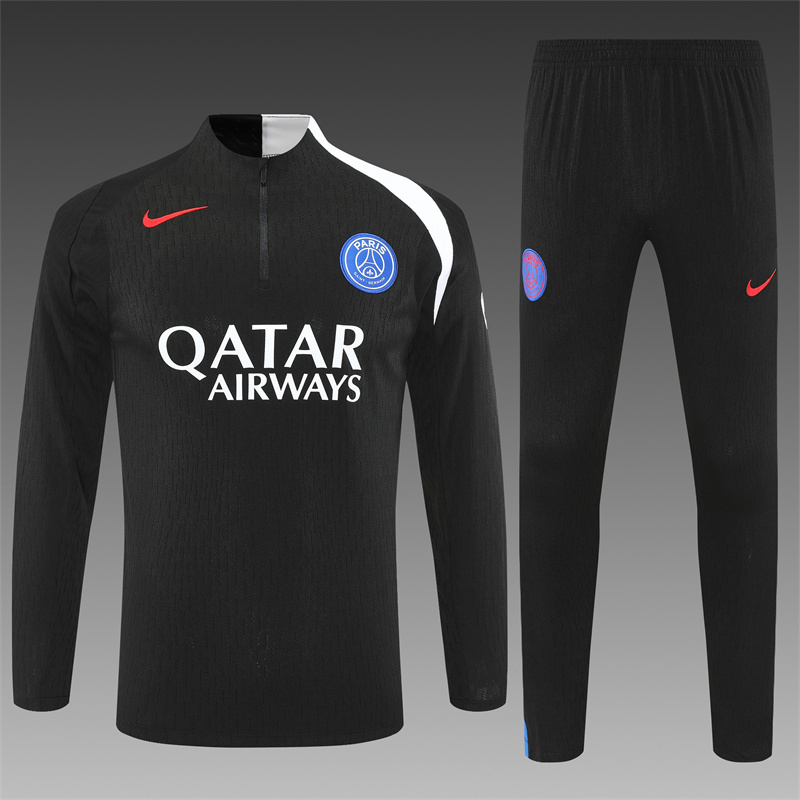 Player Version 25/26 PSG Black T90 Half Zipper Jacket+Long Pants