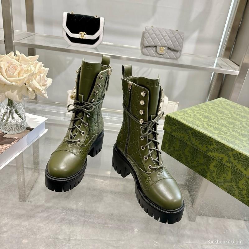 Gucci GG Lace-Up Ankle Boots in Calfskin - LY00380