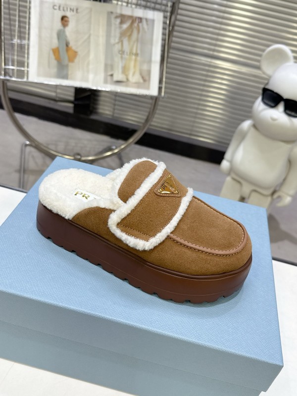 Prada 2025 SS Early Spring Fur Slippers - KFY00280