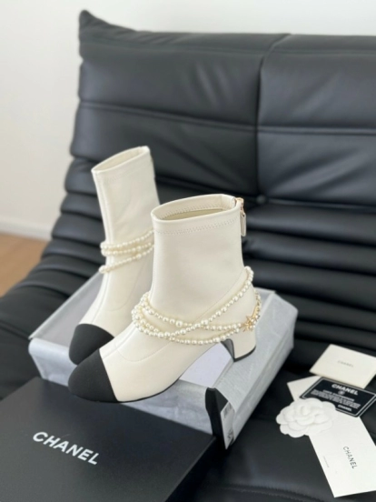 Chanel 2025/SS Haute Couture Pearl Collection Mary Jane Ankle Boots - LY00360