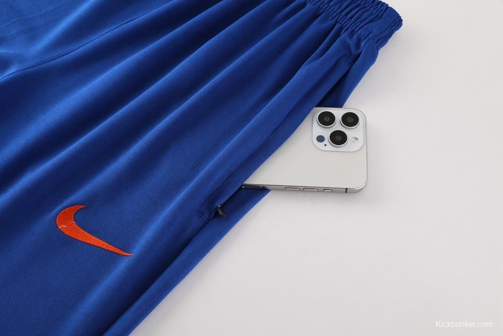 2025 Netherlands Blue Half Zipper Jacket+Long Pants