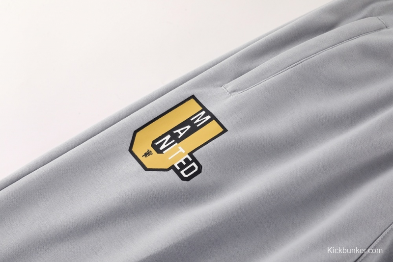 25/26 Manchester United Gray Half Zipper Jacket+Long Pants S-2XL