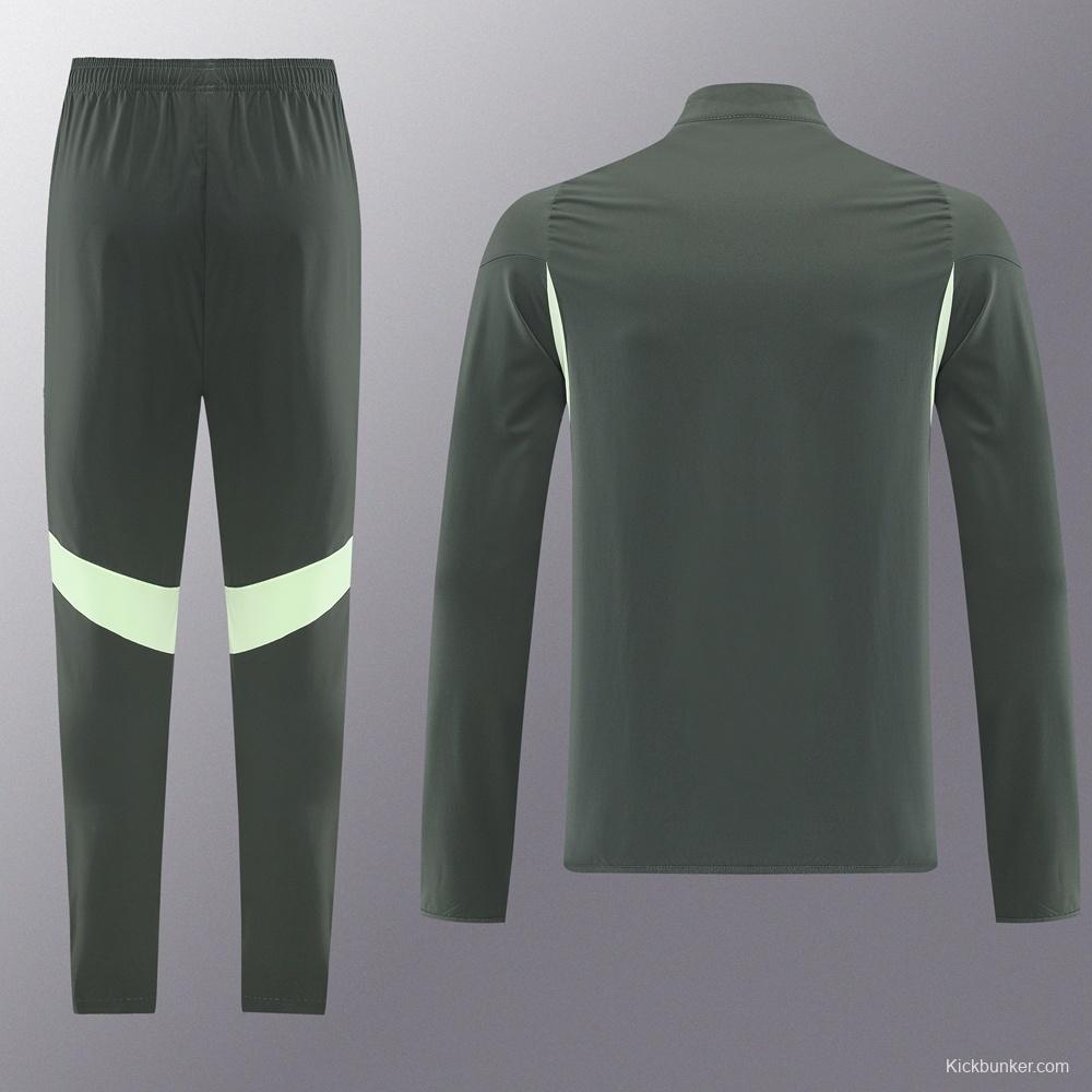 25/26 Real Madrid Dark Green Half Zipper Jacket+Long Pants S-3XL