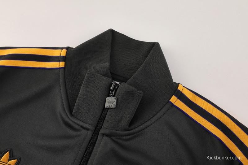 25/26 Manchester United 08 Dark Gray Half Zipper Jacket+Long Pants S-2XL