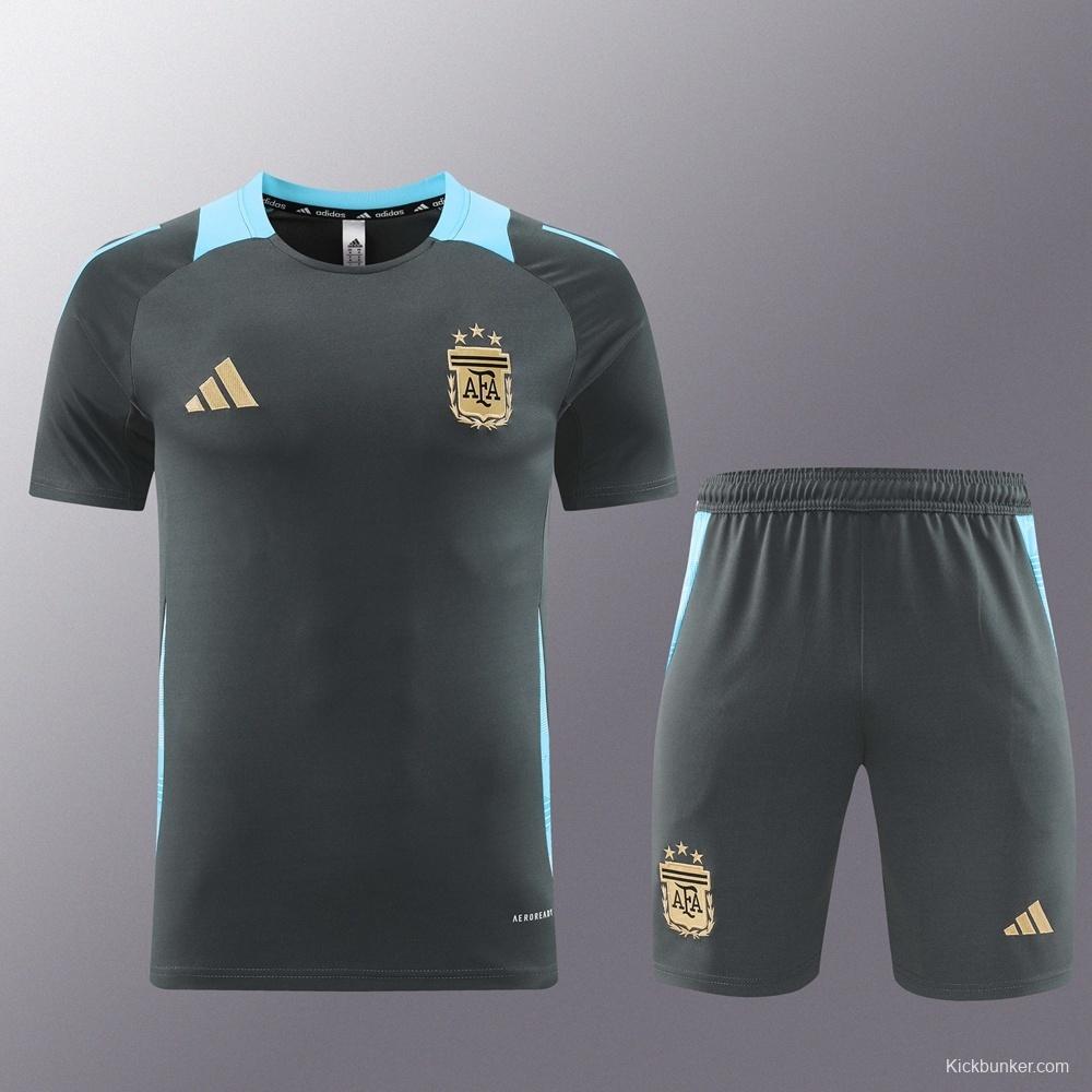 2025 Argentina Dark Gray Short Sleeve+Soccer Shorts