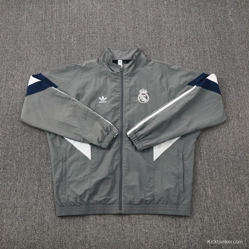 25/26 Real Madrid Grey S-3XL Half Zipper Jacket+Long Pants