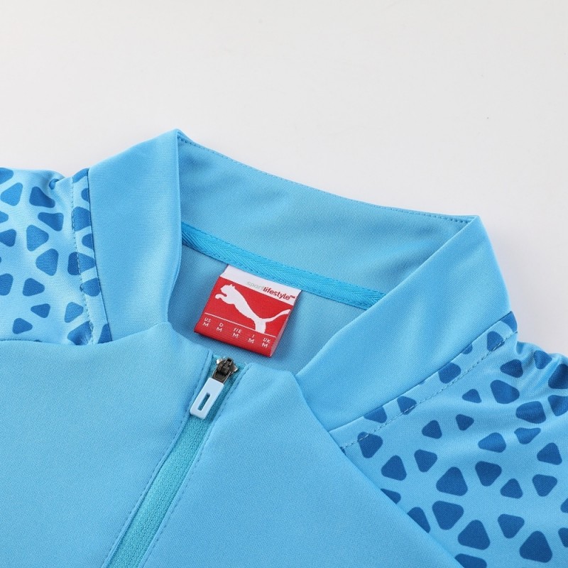 25/26  Manchester City Sky Blue Half Zipper Jacket+Long Pants
