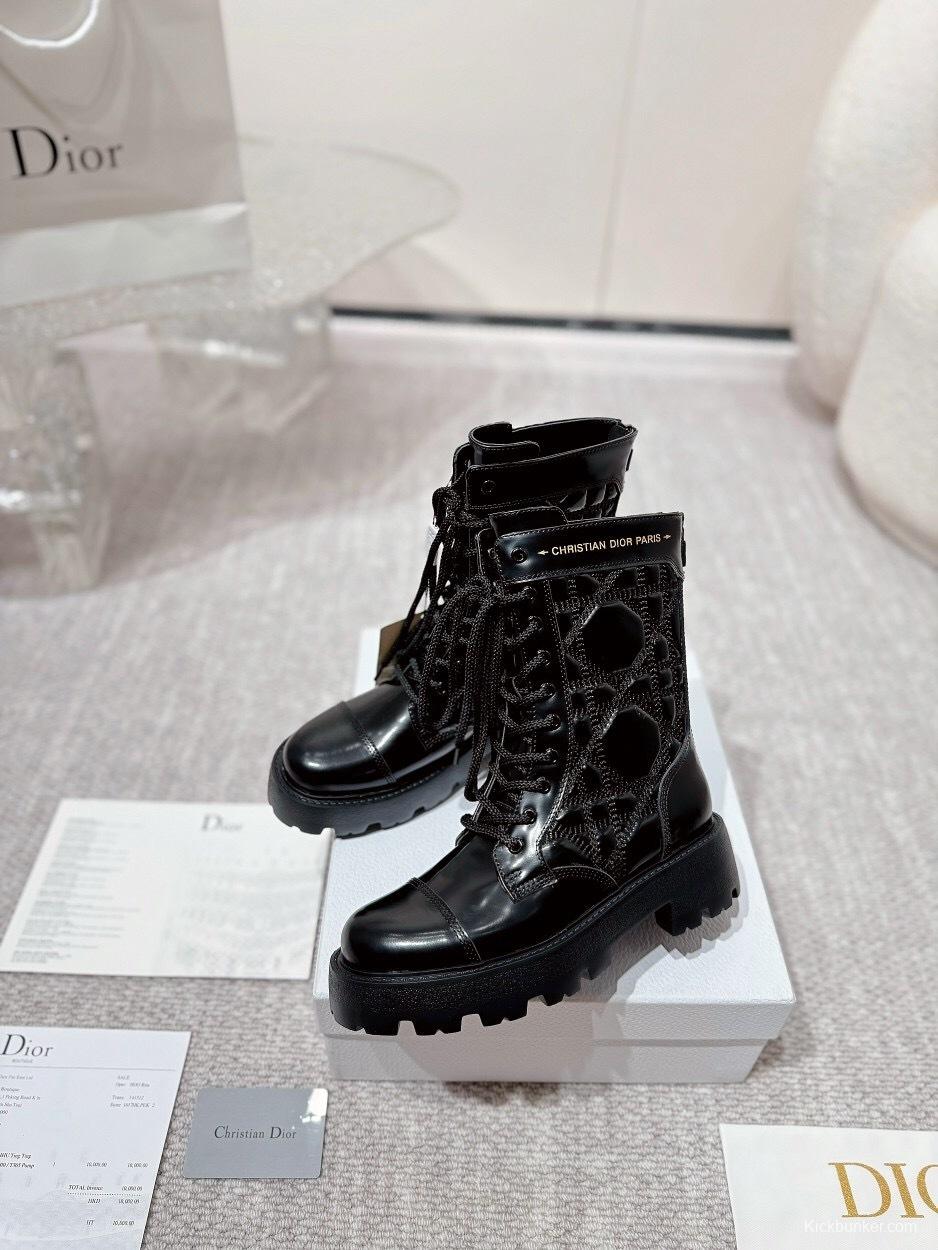 DIOR CHRONO Embroidered Motorcycle Ankle Boots - LY00400