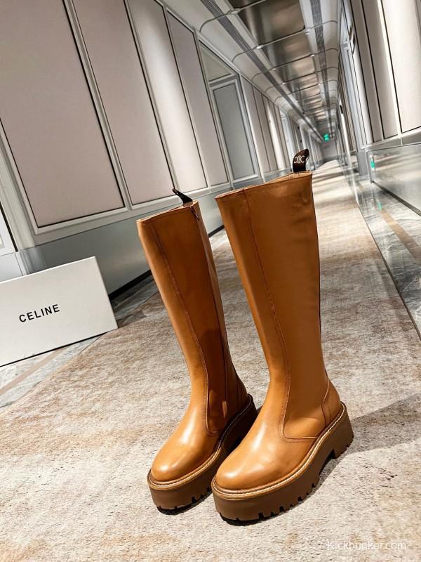 Celine 2025/ss Fall Winter Triomphe Side Zip Knee High Boots - L Y00420
