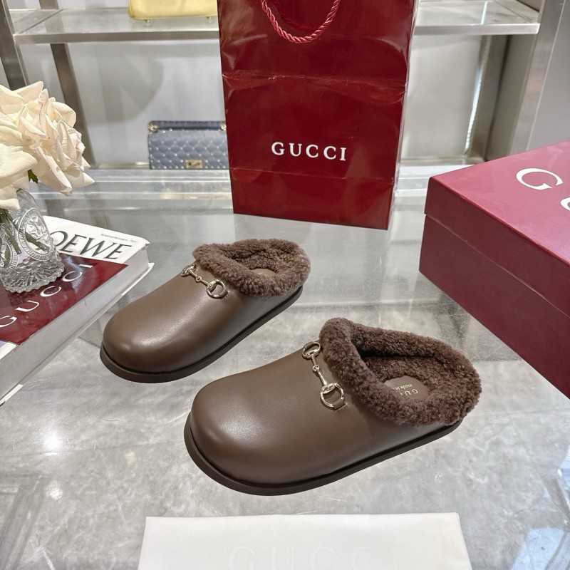 Gucci 2025 SS Autumn Winter New Suede Leather Horsebit Detail Women's Wool Loafers - LY00260