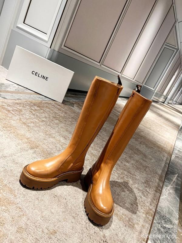 Celine 2025/ss Fall Winter Triomphe Side Zip Knee High Boots - L Y00420