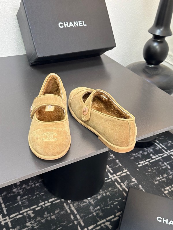 Chanel 2025 SS New French Style Mary Jane Flat Shoes with Fur - KFY00300