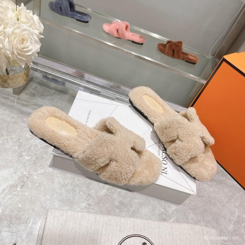 H Home Love Teddy Wool H Slippers Flat Sole Winter - LY00240