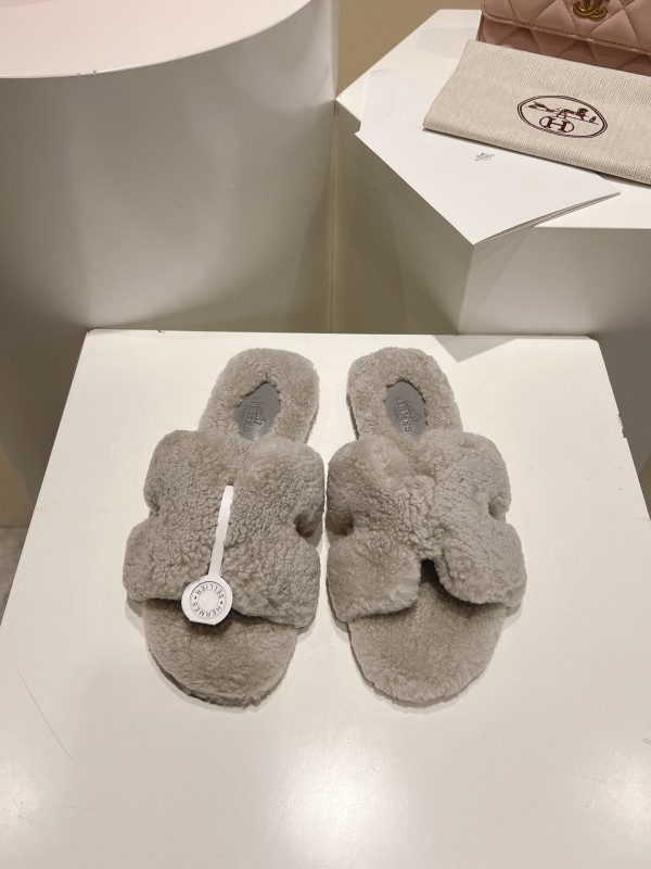 Hermès Teddy Wool Flat Slippers - LY00240