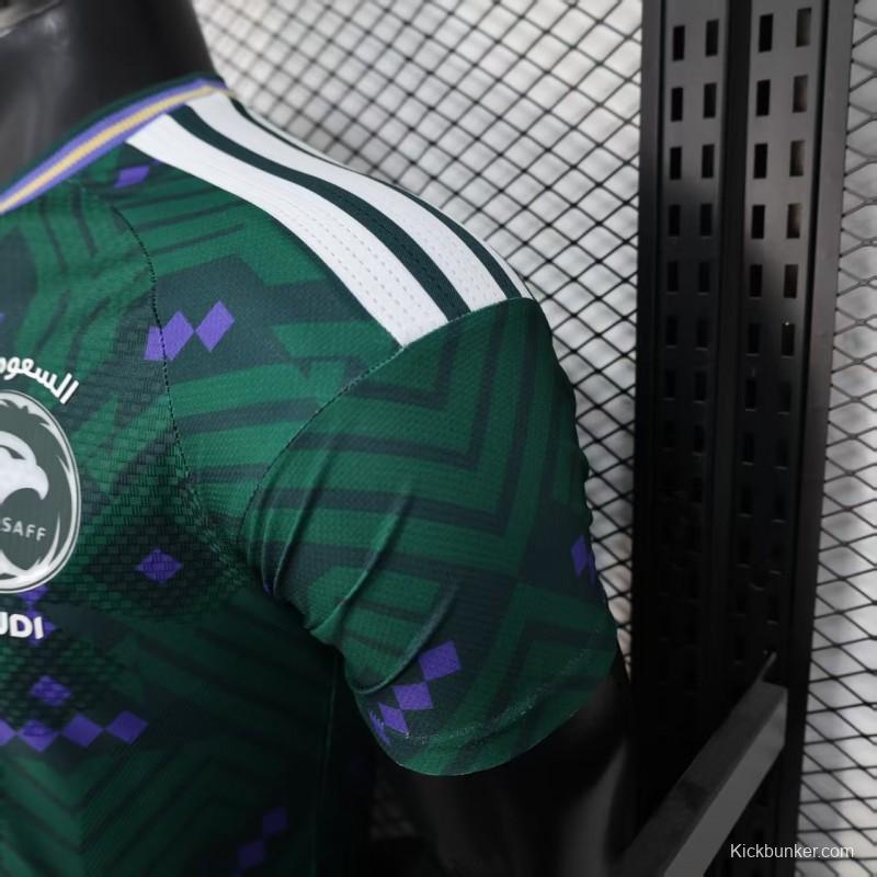 Player Version 2026 Saudi Arabia Home Green with Geometric Diamond Pattern Jersey