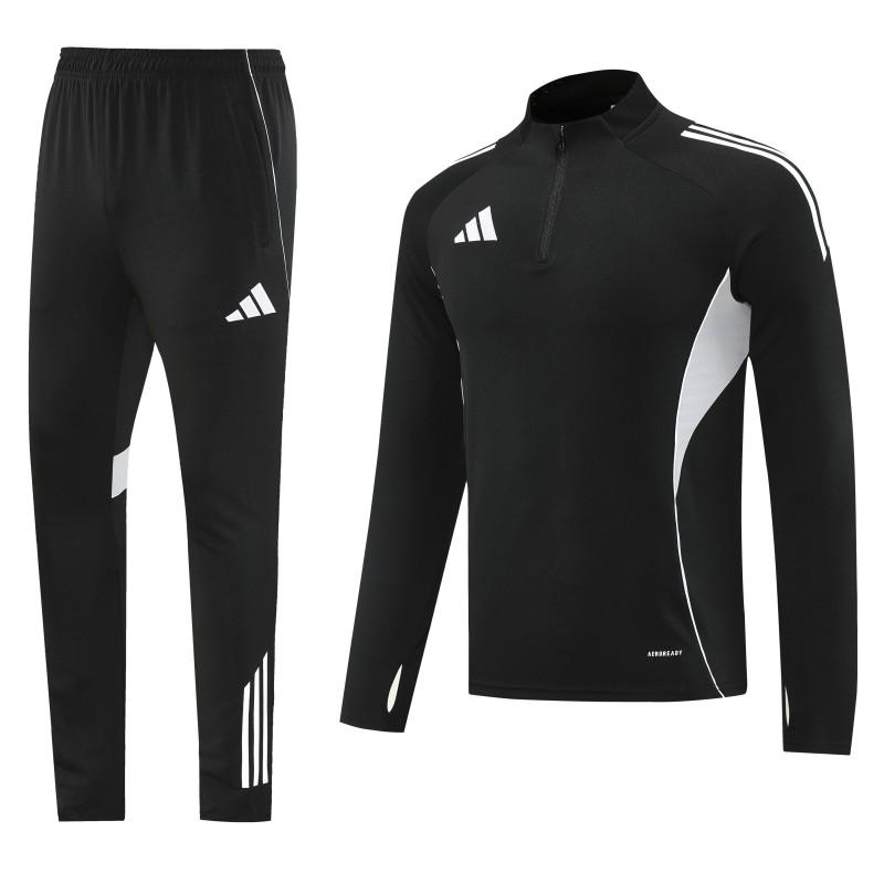 25/26  Adidas Black Full zipper Jacket Tracksuit+ long pants