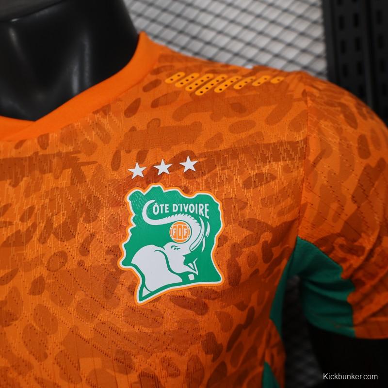 2026 Player Version Ivory Coast Orange with Leopard Pattern Jersey