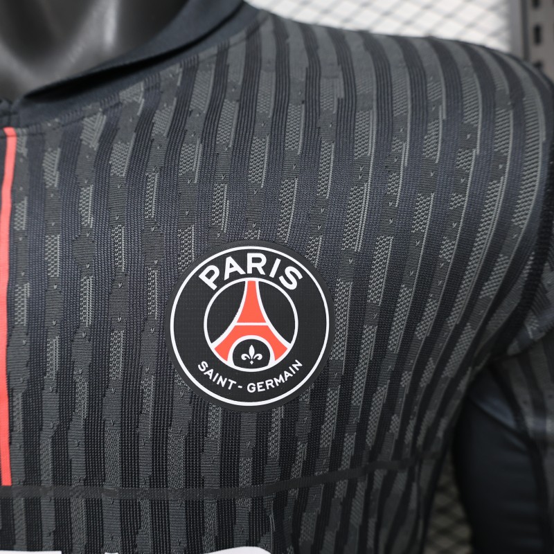 Player Version PSG 25/26 Paris Saint-Germain Black with Grey  Long Sleeve Jersey
