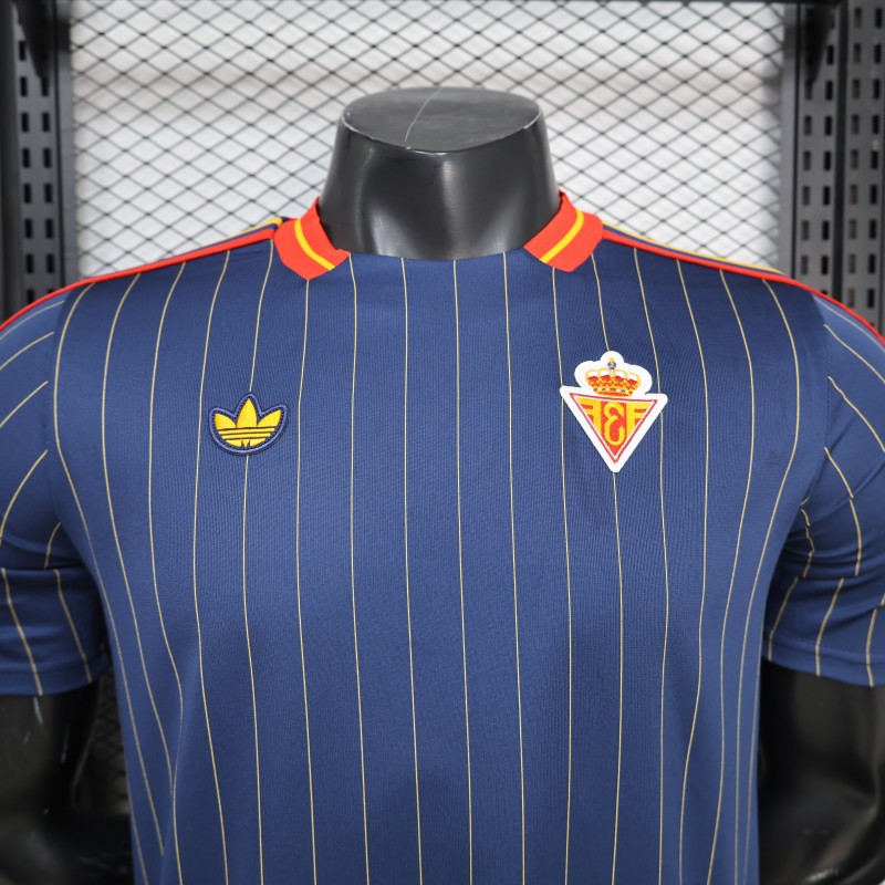 2026 Player Version Spain Navy Blue with Thin Yellow Pinstripes Jersey