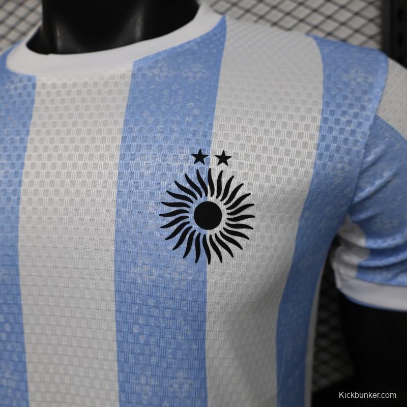 Player Version 2027 Argentina Home White & Light Blue Stripe Maradona Tribute Jersey