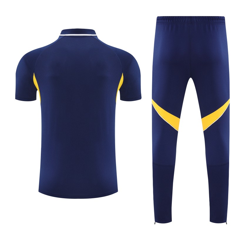 26/27  Boca Juniors Navy Blue Polo Training Shirt + Long Pants Tracksuit