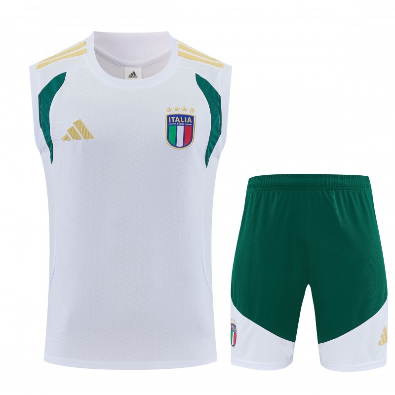 26/27  Italy White Sleeveless Training Vest +Shorts Set